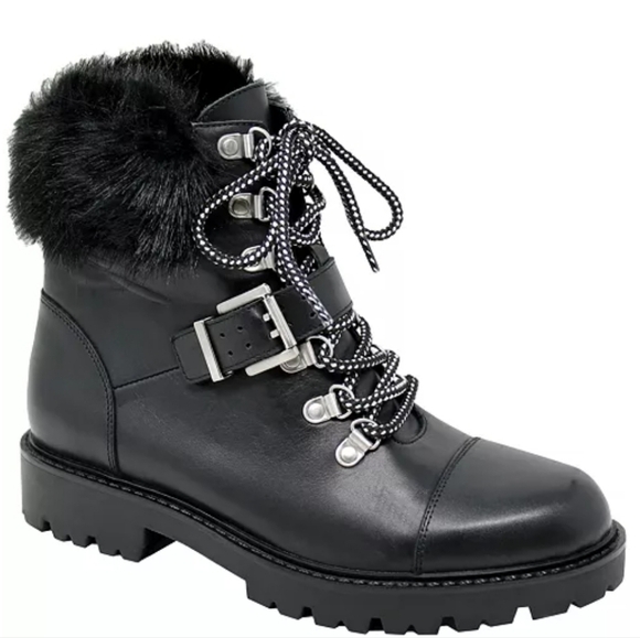 ⭐️40% Off⭐ Charles by Charles David Ramiro Lug Leather Boots With Faux Fur Trim  - Picture 1 of 10